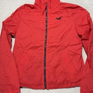 2003 Vintage Hollister Large Red with Black Details. Nylon Windbreaker Jacket L
